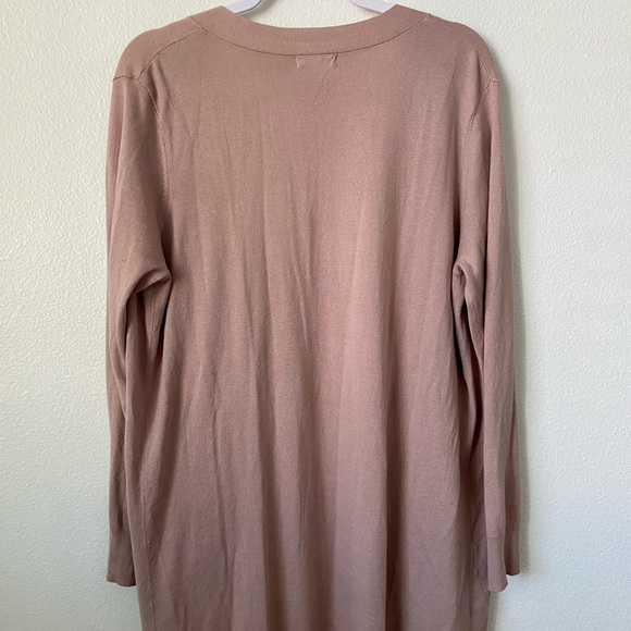 Dust Pink Long Line Open Front Cardigan - Picture 2 of 2